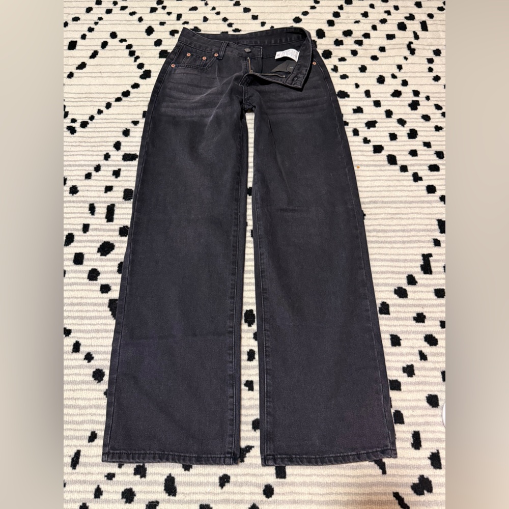Gaiety Jeans Women’s XS Washed Black Wide Leg Stretch Jeans Y2K 90s